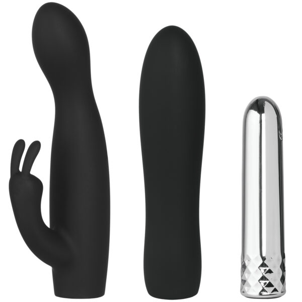 Sinful Double Trouble Opladelig Rabbit og Wand Bullet Vibrator Sæt - Sort Sort