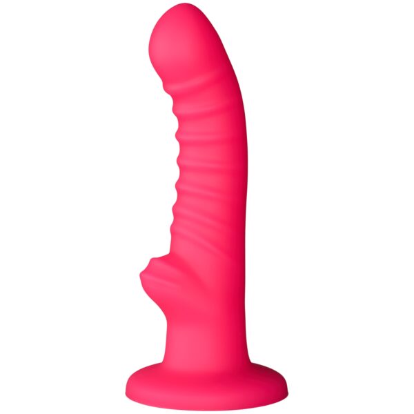 baseks Ribbed Stimulation Silikone Dildo 17 cm - Rosa Rosa