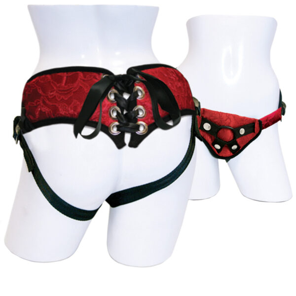 Sportsheets Red Lace Korset Strap-On Harness - Rød Rød