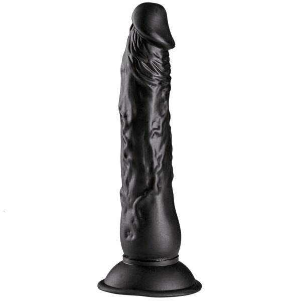 Willie City Sort Realistisk Sugekop Dildo 23 cm - Black Black