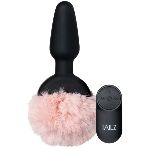 Tailz Bunny Tail Vibrerende Anal Plug med Fjernbetjening - Sort Sort