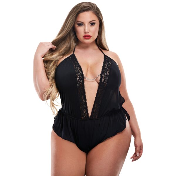 Baci Sexy Satin Teddy Plus Size - Black - Plus size Black Plus size