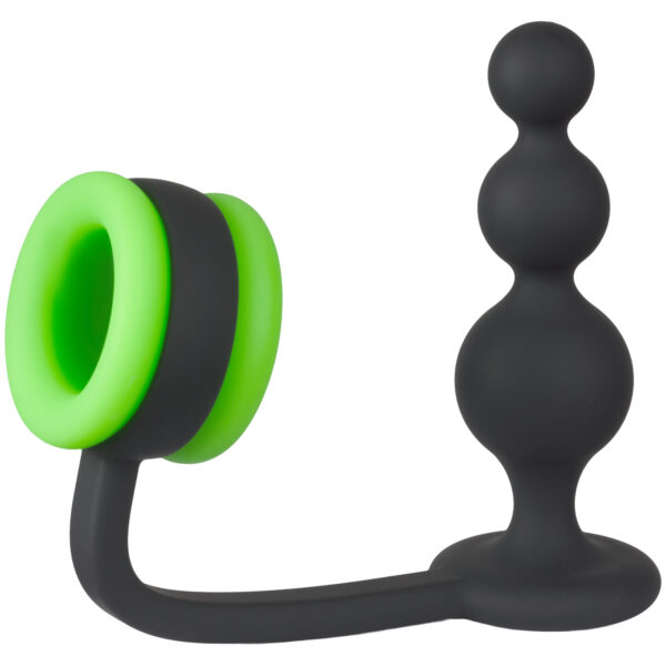 Ouch! Glow in the Dark Beaded Butt Plug med Penisring - Flere farver Flere farver