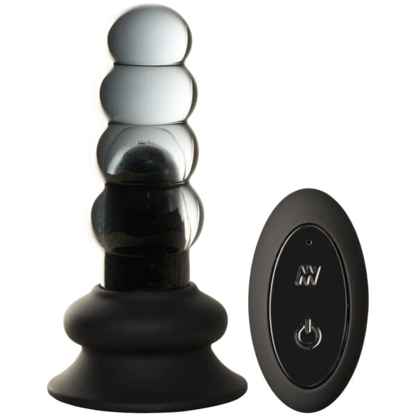 Sinful Vibrerende Beaded Glas Butt Plug med Fjernbetjening - Klar Klar