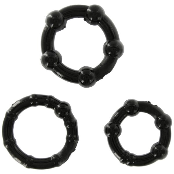 Sort Stay Hard Rings 3 Piece Set Black