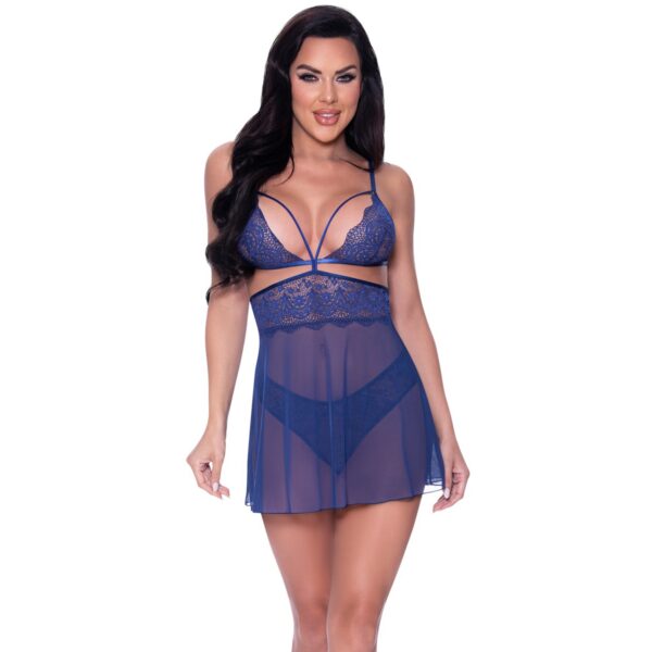 Magic Silk Exposed Blueberry Babydoll & Trusse Sæt - Purple - L/XL Purple L/XL