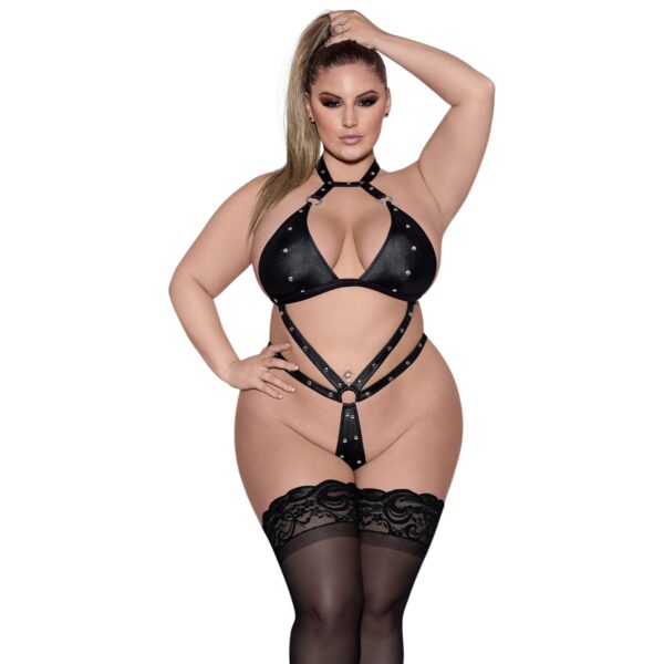 Lust Barbarella Sort Choker Teddy Plus Size - Sort - Plus size Sort Plus size