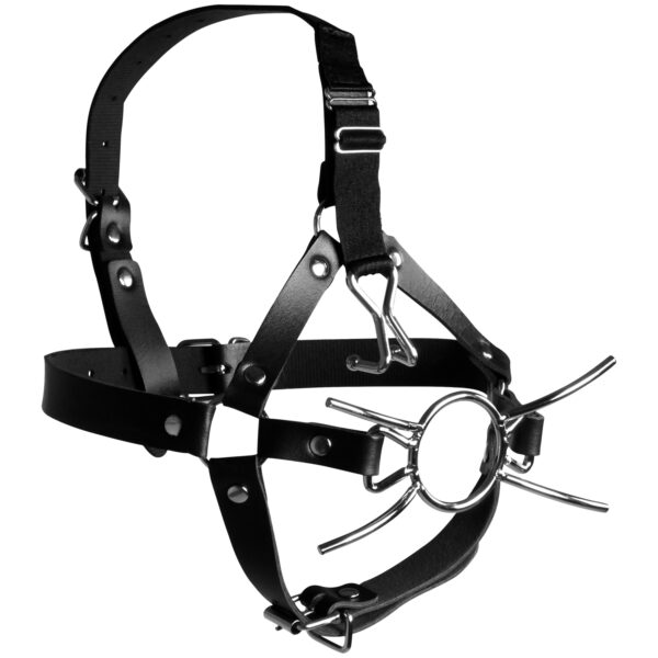 Ouch! Xtreme Hoved Harness med Spider Gag og Næsekroge - Sort Sort