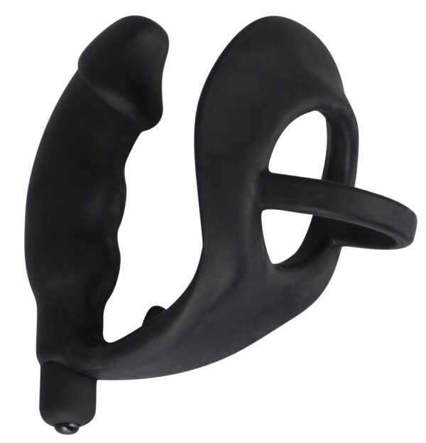 Penisring âRing & Vibroâ med analplug og vibration sort