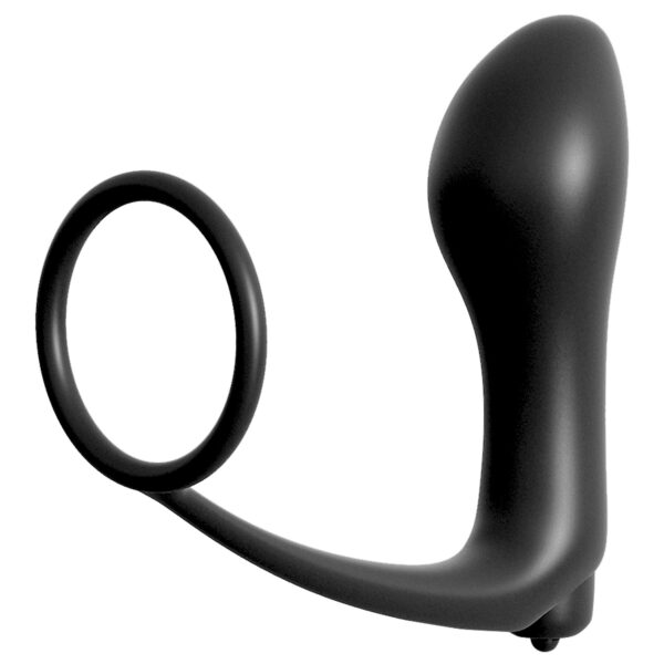 Anal Fantasy Ass-Gasm Penisring med Vibrerende Anal Plug - Black Black