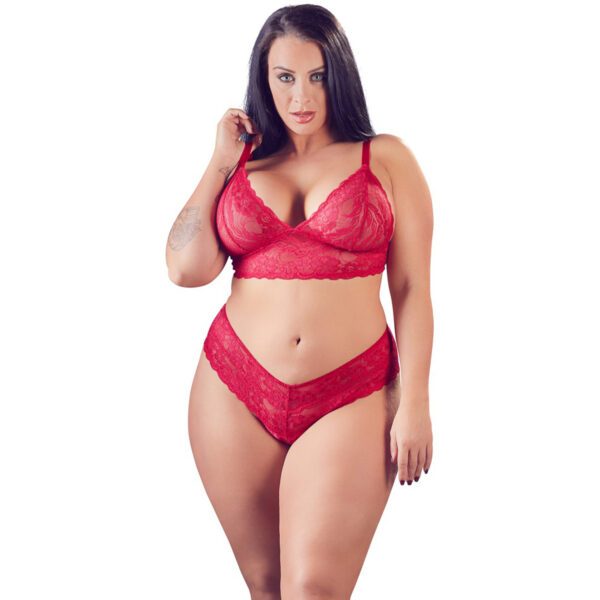 Cottelli Blonde BH Sæt Rød Plus Size - Red - XL Red XL