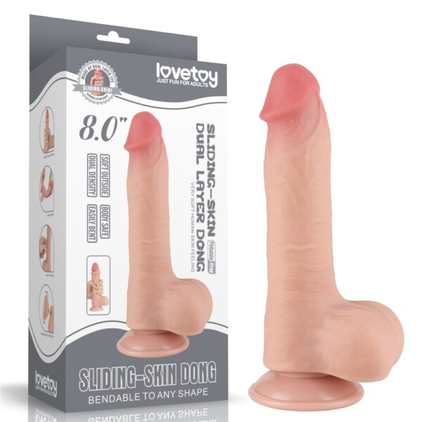 LOVETOY SLIDING SKIN DUAL LAYER DONG 8"