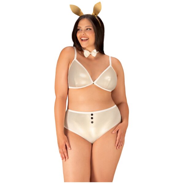 Obsessive Kaninkostume i Guld Plus Size - Hvid - 3XL Hvid 3XL