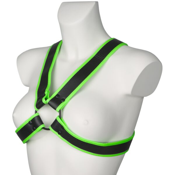 Ouch! Glow in the Dark Cross Bryst Harness - Sort - L/XL Sort L/XL