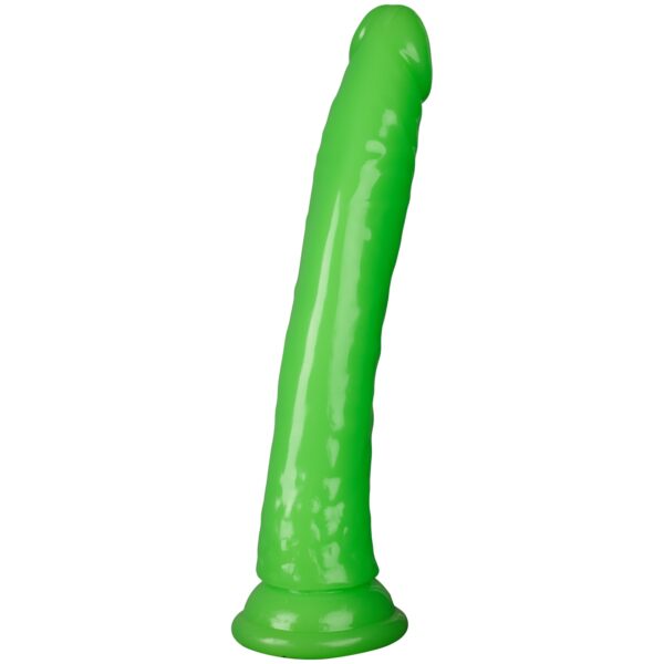 Realrock Glow in the Dark Slim Dildo med Sugekop 23 cm - Grøn Grøn