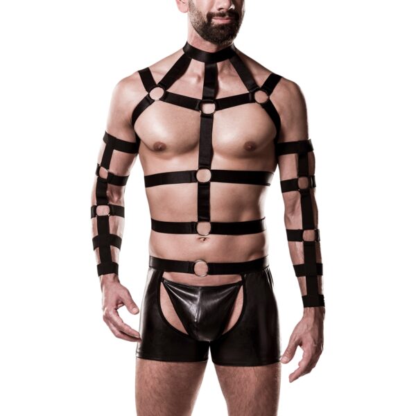 Grey Velvet Men Harness - Black - S/M Black S/M