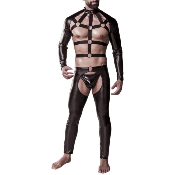 Grey Velvet Men Full Body Harness - Black - 2XL/3XL Black 2XL/3XL