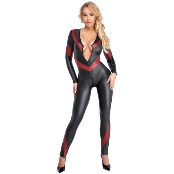 Cottelli PARTY Sort og Rødt Catsuit - Sort - S Sort S