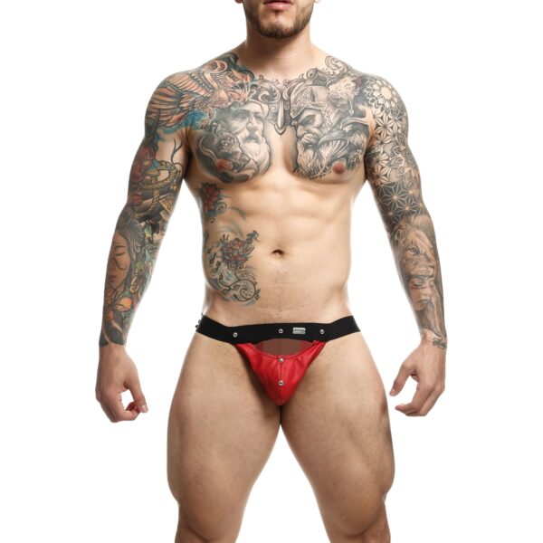 MaleBasics DNGEON Peekaboo Jock - Red - One Size Red One Size