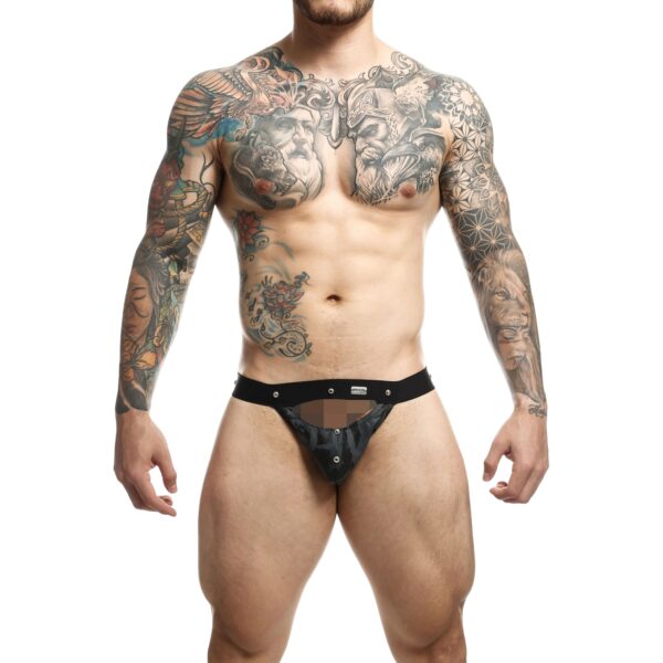 MaleBasics DNGEON Peekaboo Jock - Grey - One Size Grey One Size