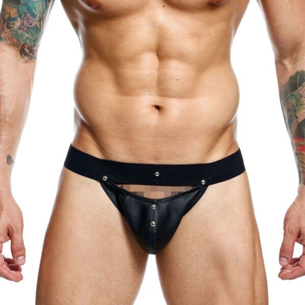 MaleBasics DNGEON Peekaboo Jock - Black - One Size Black One Size