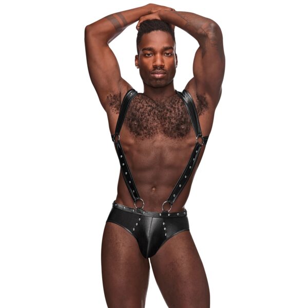 Male Power Fetish Uranus Jock Brief med Harness - Sort - S/M Sort S/M