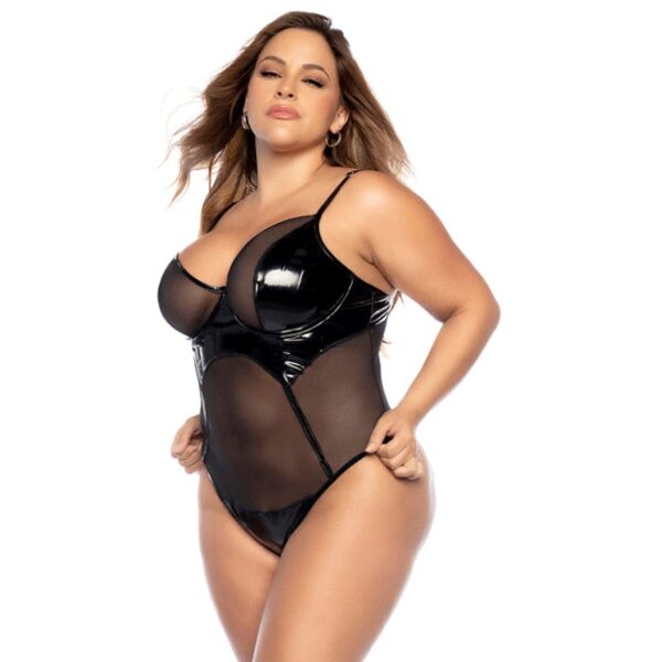 Mapalé Lingerie Wetlook Black Body Plus size - Sort - 3XL/4XL Sort 3XL/4XL