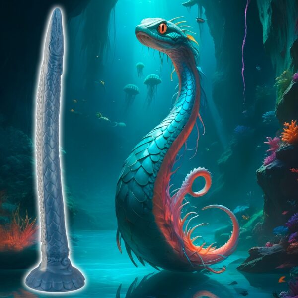 Dildo "Eel of Ecstasy" med sugebase blå