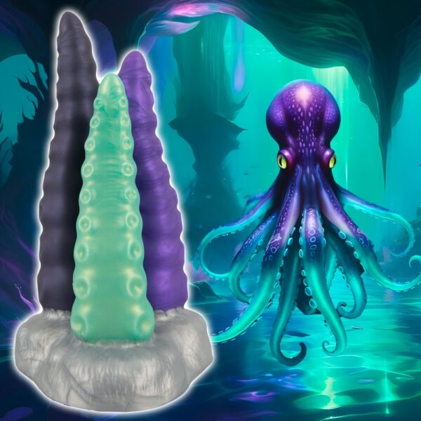 Dildo "Triple Tentacle" med sugekop sølv