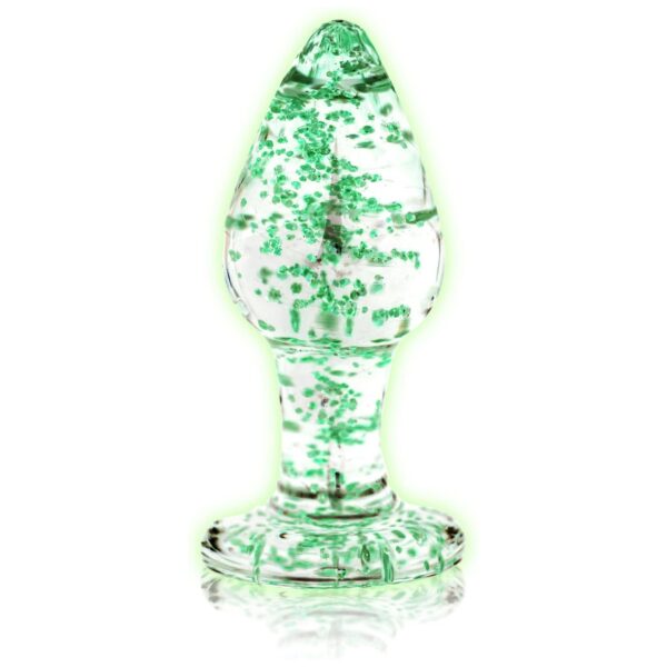 Grøn Glass Butt Plug Glow in the Dark (M)