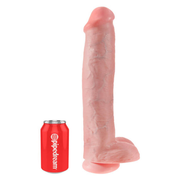 King CockÂ® Dildo Med Kugler Lys Hud 38 cm  38 cm