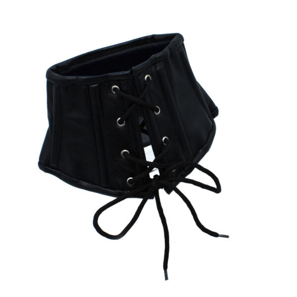 Black Leather Lace-Up Corset Collar