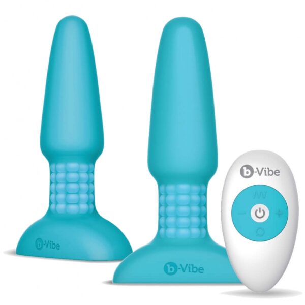 B-Vibe Rimming Anal Plug med Fjernbetjening Turkis