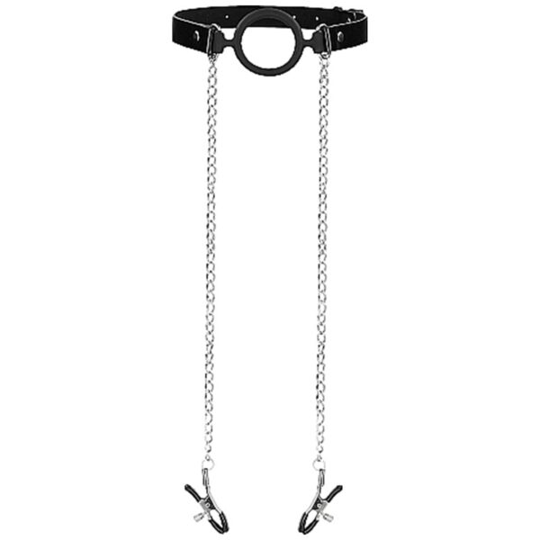 Sort O-Ring Ball Gag w. Nipple Clamps