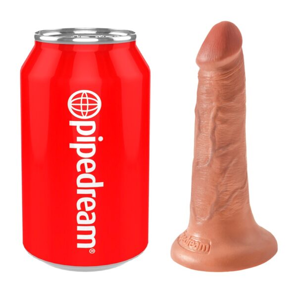 Penisdildo â5" Fleshâ med sugekop/fod hudfarvet mørk