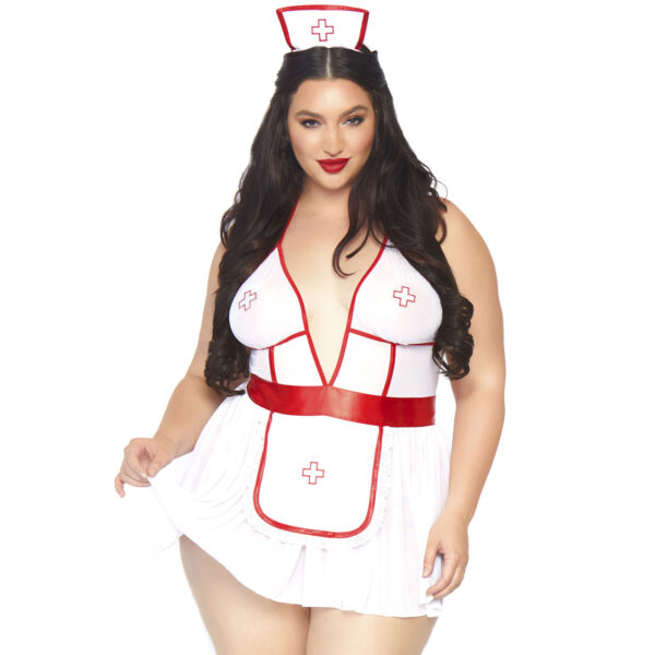 Leg Avenue Sygeplejerske Kostume Plus Size - White - Plus size White Plus size