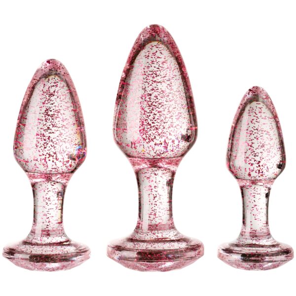 baseks Pink Glitter Butt Plug Sæt - Pink Pink