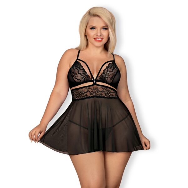 Obsessive Sort Babydoll Sæt Plus Size - Sort - Plus size Sort Plus size