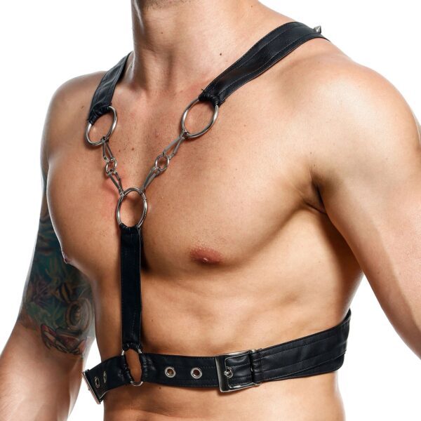 MaleBasics DNGEON Cross Chain Body Harness - Black - One Size Black One Size