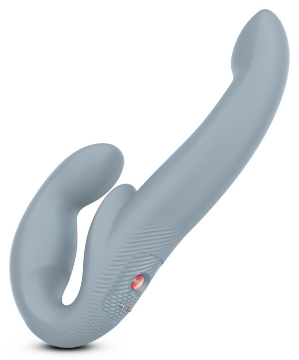 Dobbelt vibrator "Share Vibe Pro" stropløs strap-on grå