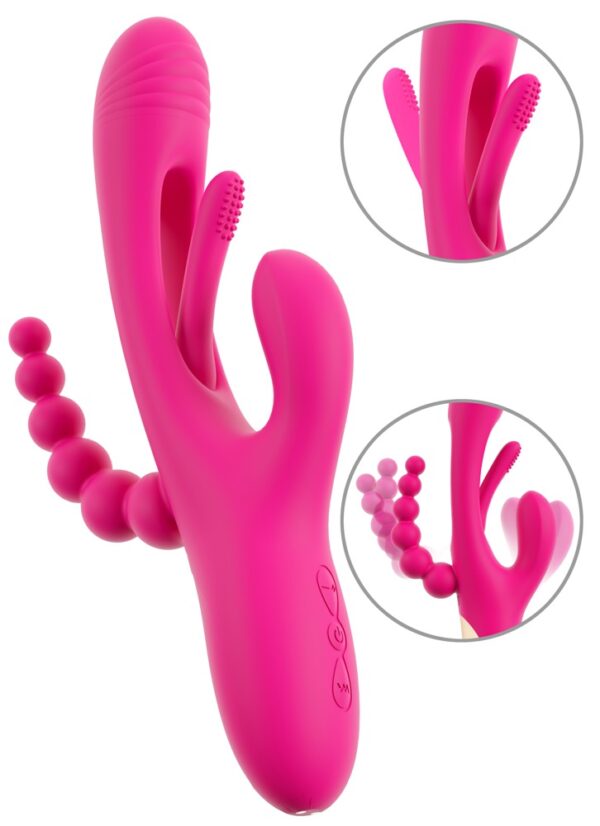 Rabbitvibrator "Triple Vibe With Flicking Tongueâ med anal stimulator pink