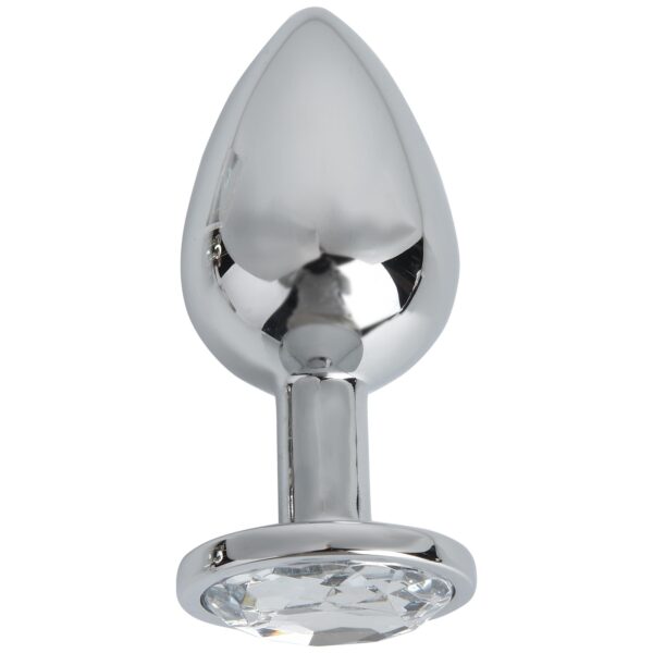 Sølv Pleasure Steel Buttplug With Crystal M