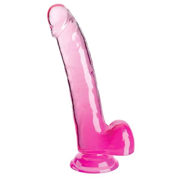 King Cock Clear Pink Dildo med Kugler 23 cm  23 cm