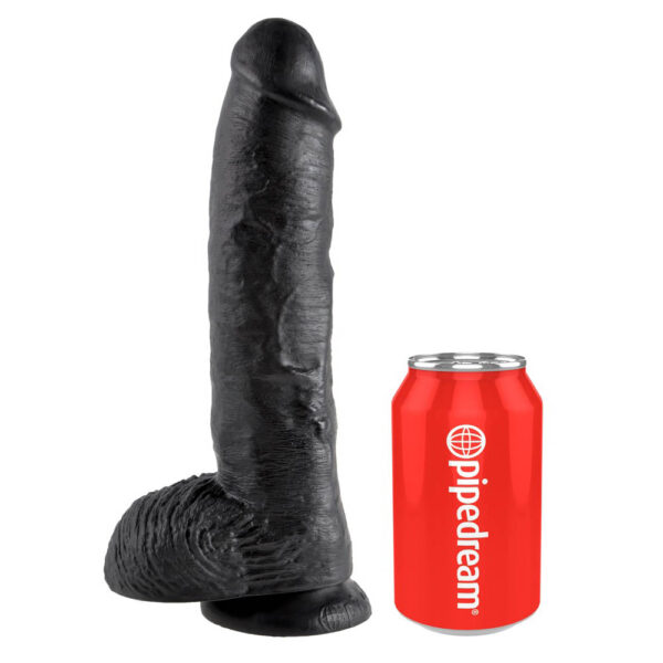 King CockÂ® Sort Dildo med Kugler 25 cm  25 cm