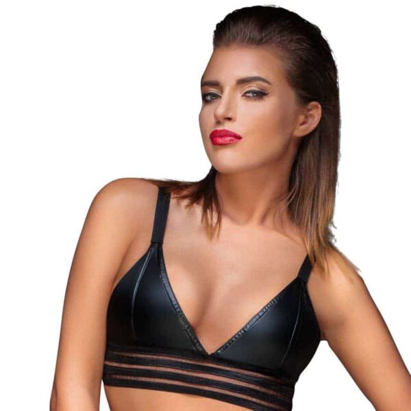 Noir Handmade Evita Wetlook Bralette Sort - XXXL