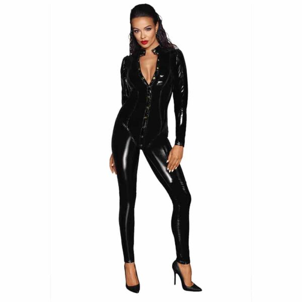 Noir Handmade Rosa Lak-Look PVC Catsuit - XXL