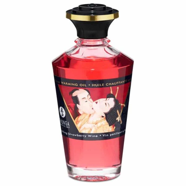 Shunga Aphrodisiac Warming Massageolie Jordbær  100 ml.