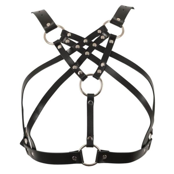 Zado Fetish Læder Bryst Harness Sort