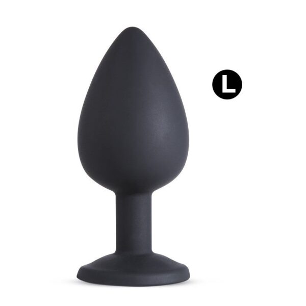 Silikone Butt Plug Med Smykkesten - Large Sort L