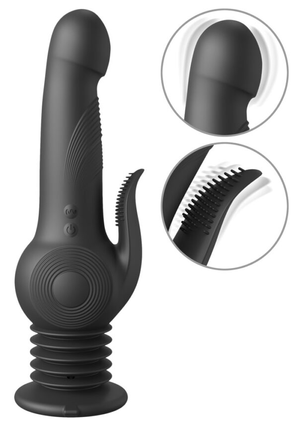 Vibrator âPogo Thrusterâ med fjederbelastet sugekop sort